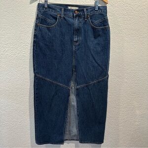 Madewell Dark Blue Maxi Pencil Denim Skirt Front Slit EUC